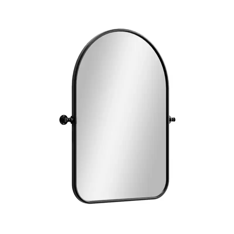 32 Black Arch Metal Swivel Framed Accent Mirror