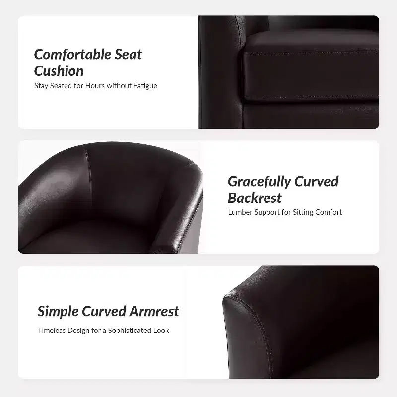 Set of 2 Jessie 30.5 Wide Modern Swivel Barrel Faux Leather Chair with Solid Wood Base|ART OF LIVING DESIGNS