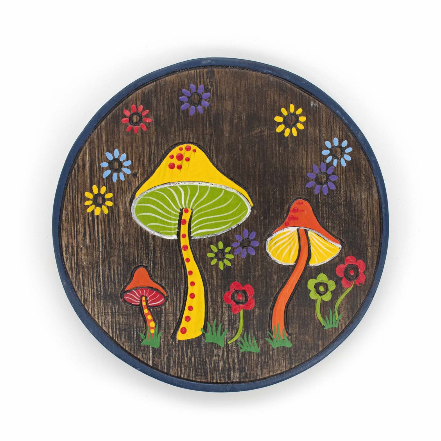Hand-Painted Mushroom Round Plaque