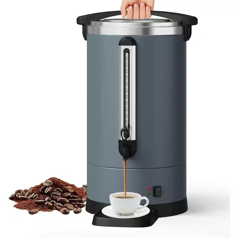 Coffee Urn, Double Wall Stainless Steel Commercial Coffee Maker, Large Capacity Hot Water Dispenser for Wedding, Catering, Events