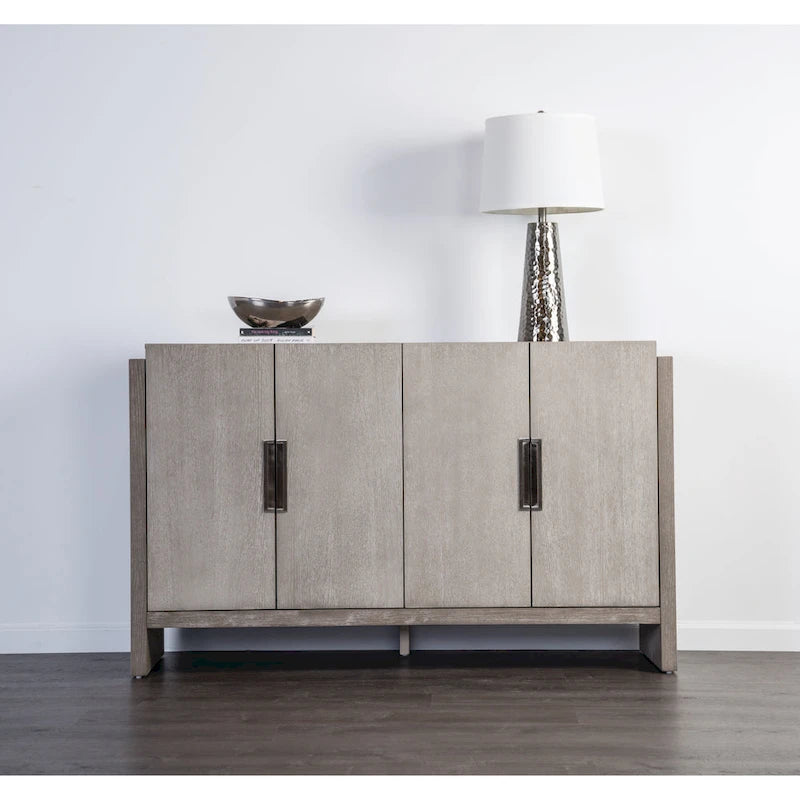 Transitional Grey Solid Wood Dining Server with Doors