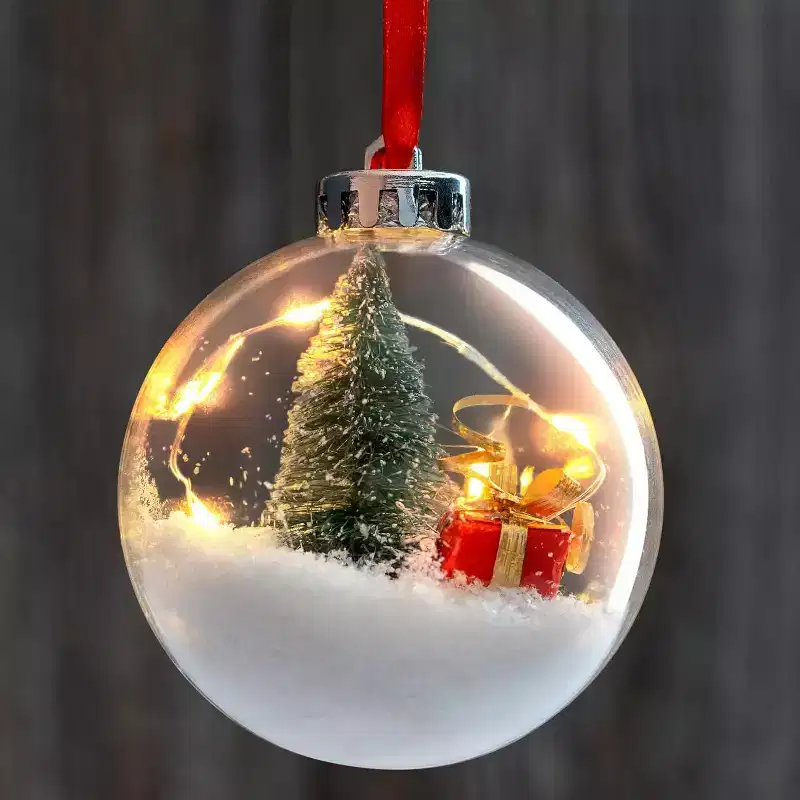 4E's Novelty 12 Pack Clear Christmas Ornaments Balls - 3.15 Empty Ornaments to Fill for DIY Crafts - Easy to Paint & Decorate Christmas Ornaments
