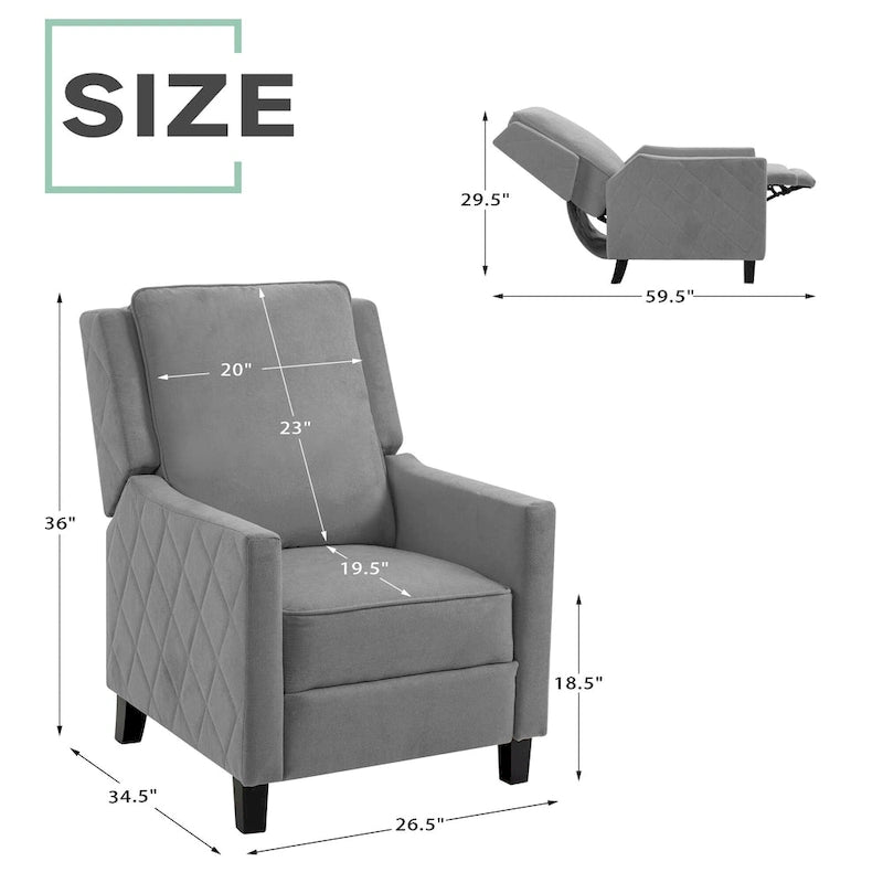 Push Back Recliner Chair with Linen Wing Back
