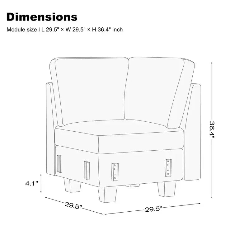 Belffin Chenille Corner Seat for Modular Couch. Sectional Sofa Module