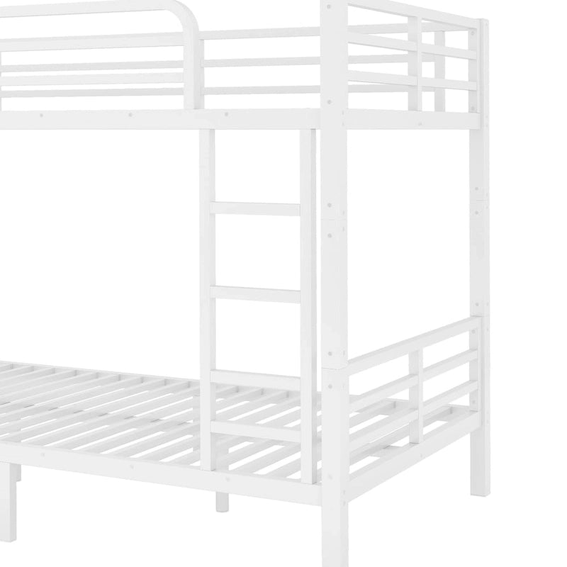 Metal Twin XL over Twin XL Bunk Bed for Teens and Adults �C Space-Saving, Noise Reduced, No Box Spring Needed, White