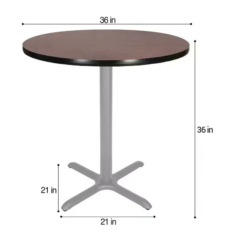 Hampden Furnishings 36" Bennet Collection Round with X Base Dining Table Gray/Mahogany