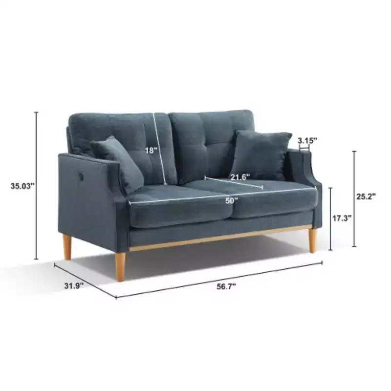 Waterproof Polyester Double Sofa with USB Charging Convenience