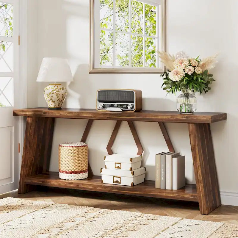 70.86-inch Wood Sofa Console Accent Table for Entryway