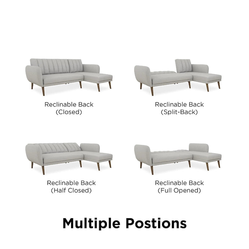 Sectional Futon Sofa Bed, Convertible Sleeper, Modern Living Room Couch