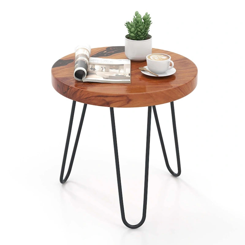 20 Round Teak Wood Live Edge End Table