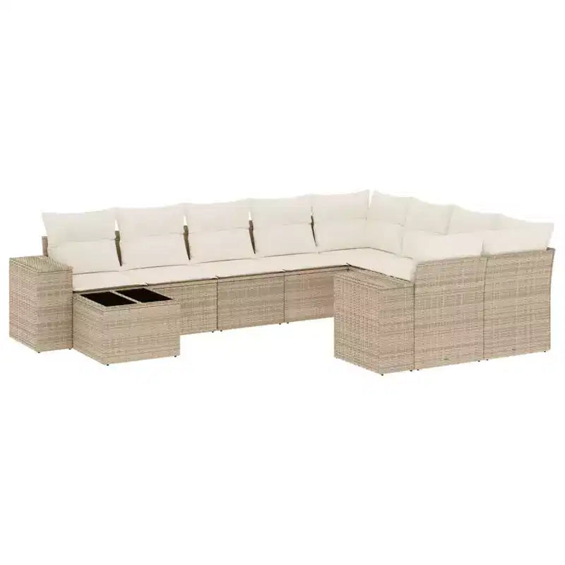 vidaXL 10 Piece Patio Sofa Set with Cushions, Poly Rattan Outdoor Sectional, Multiple Colors