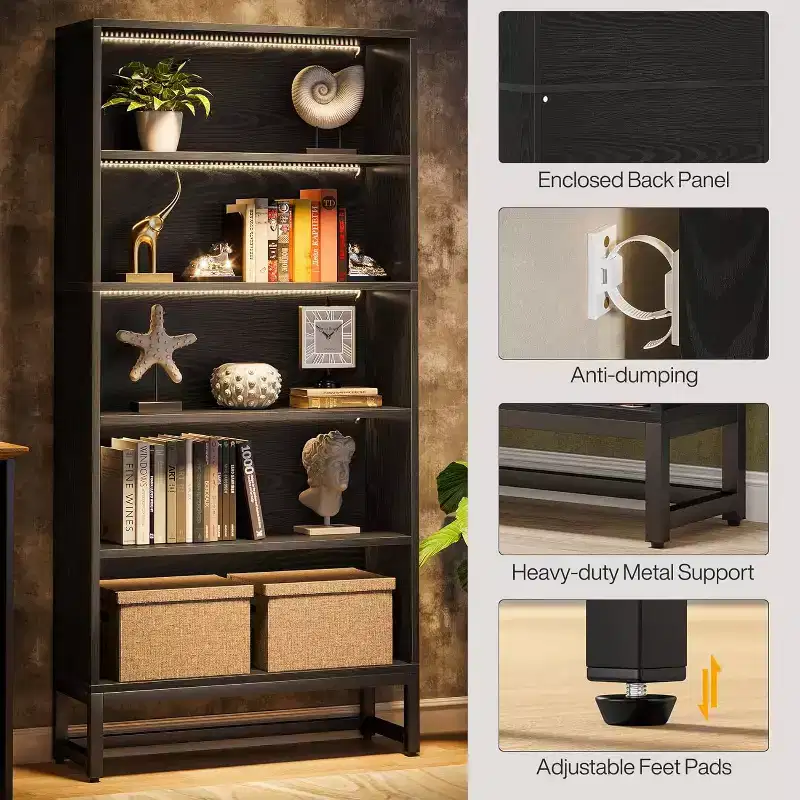 Lantine 70.8 Tall 5-tier Freestanding Bookshelf