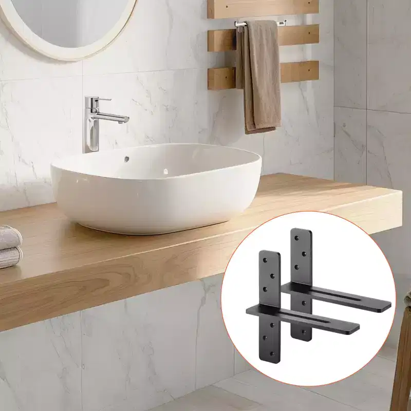 VEVOR T Shelf Brackets 2 Pcs, 200 lbs/90 kg Weight Capacity, 12x2.89x12 in / 304.8x73.5x304.8 mm, Solid Steel Heavy Duty Brackets for Shelves, Black