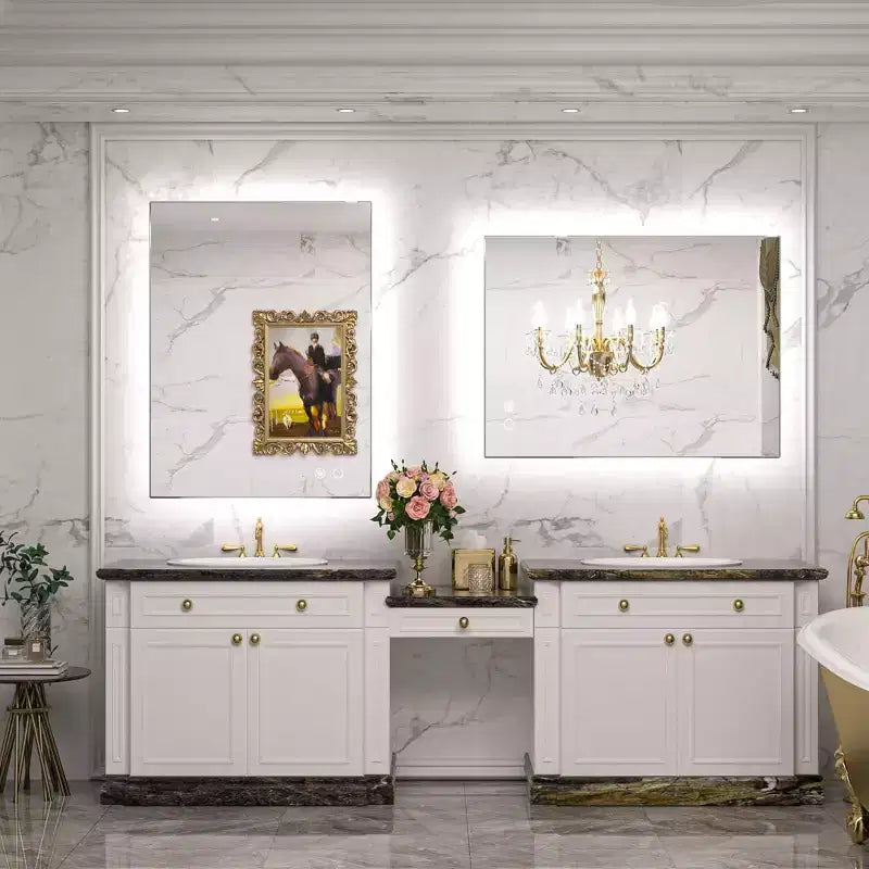 Keonjinn LED Backlit Bathroom Vanity Wall Mirror, 3 Color Temperatures Dimmable, Anti-Fog