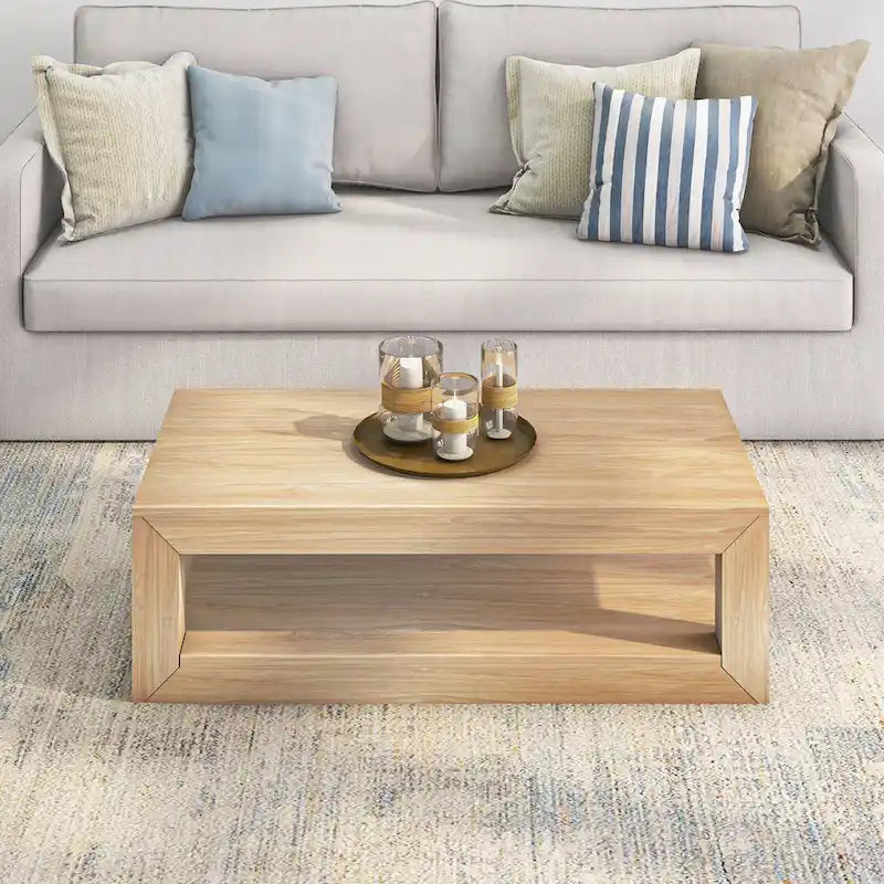 Modern Rectangular Coffee Table with Shelf
