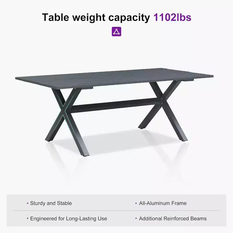 PURPLE LEAF Patio Dining Set All-Weather Wicker Aluminium Outdoor Table and Chairs Set for Backyard Decor Kitchen Modern Furniture Set