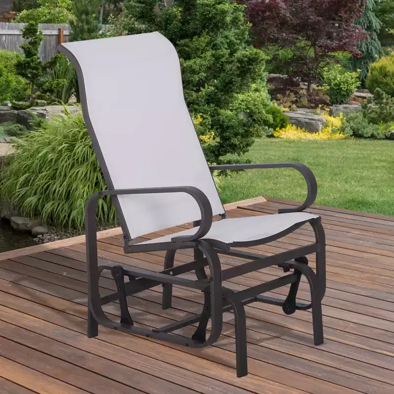 Gliding Lounger Chair, Single Rocker with Lightweight Metal & Mesh Construction