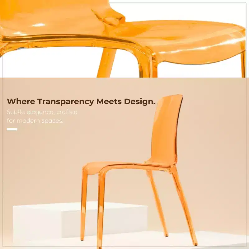 LeisureMod Murray Mid-Century Modern Dining Chair - Waterfall Edge Design Acrylic, Ergonomic and Stackable, Set of 4