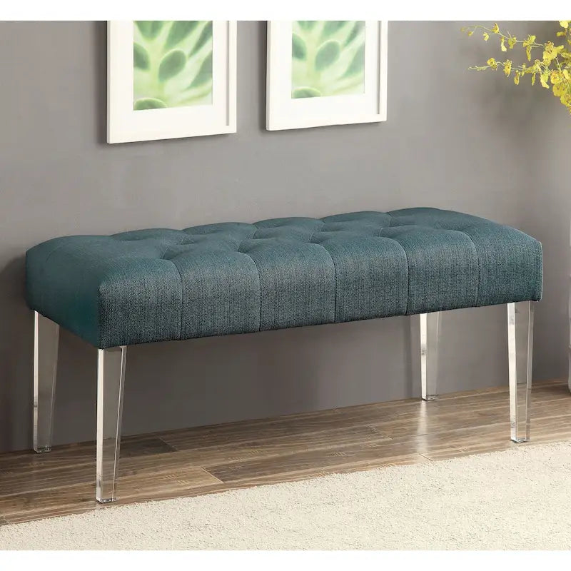 Contemporary Fabric Button Tufted Accent Bench