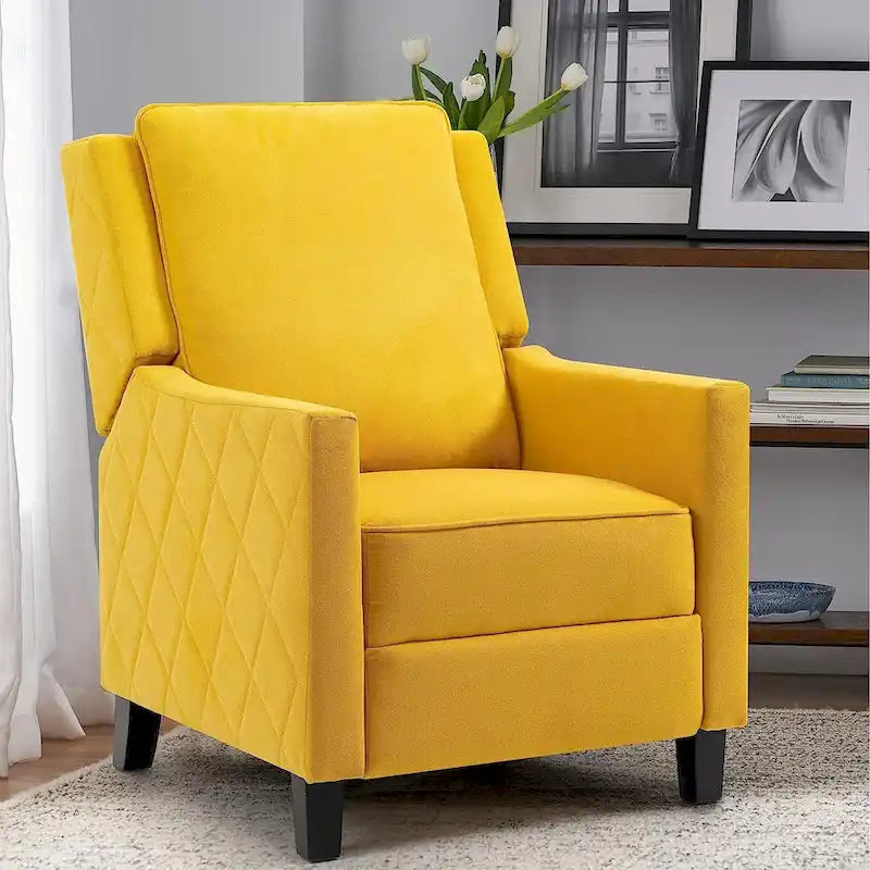 Push Back Recliner Chair with Linen Wing Back