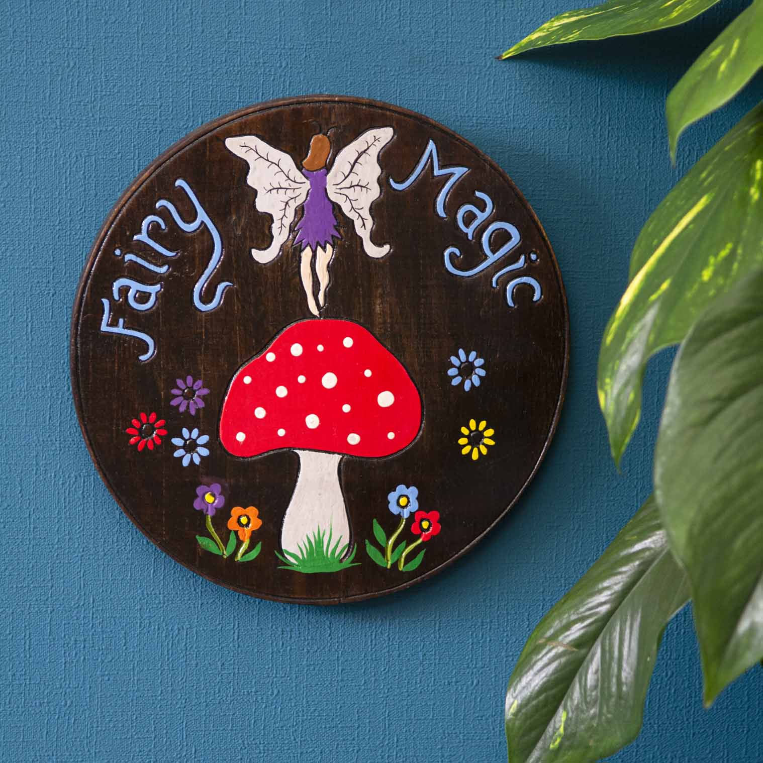 'Fairy Magic' Painted Wood Round Plaque