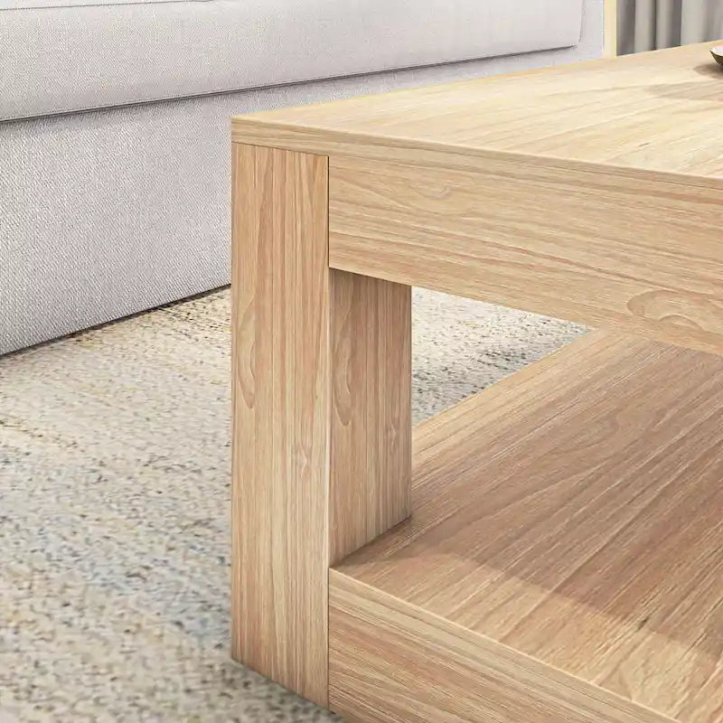 Modern Rectangular Coffee Table with Shelf