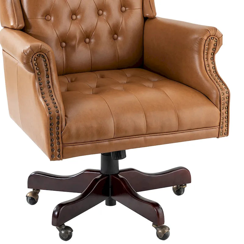 Modern swivel executive chair with tufted backrest