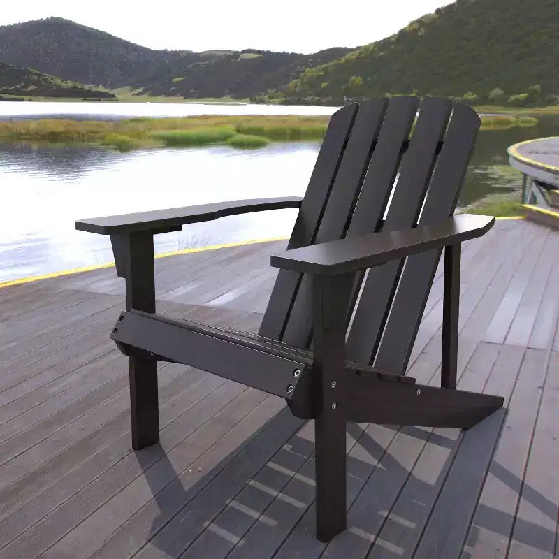 Westport Outdoor Patio Traditional Acacia Wood Adirondack Chair - JONATHAN Y