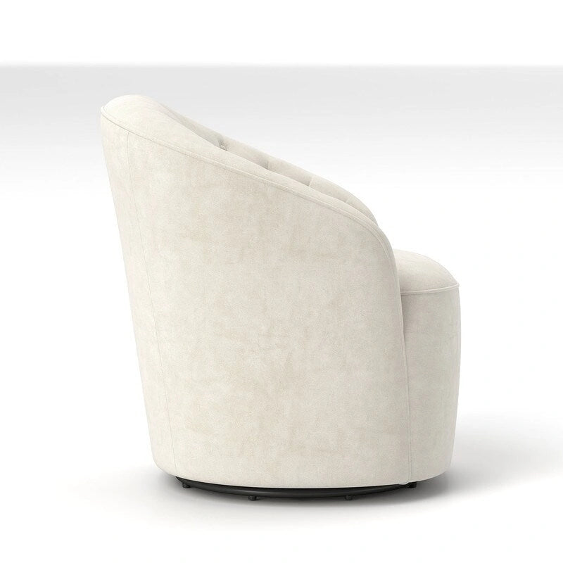 SEYNAR Modern Velvet Upholstered 360 Degree Swivel Barrel Chair with Button Tufted Back Set of 2