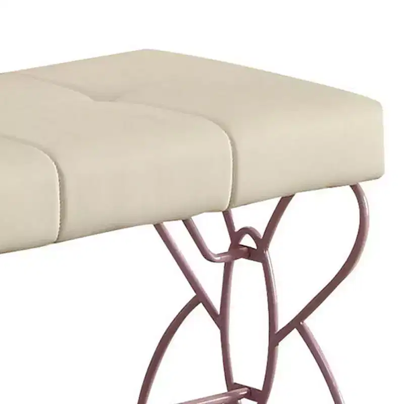 Priya II 32" Ottomans and Benches White/Light Purple - Acme Furniture: Tufted Upholstered Rectangle with Metal Frame
