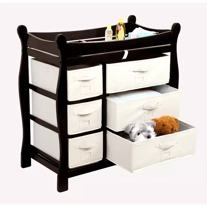 Badger Basket Sleigh Style Baby Changing Table with 6 Baskets