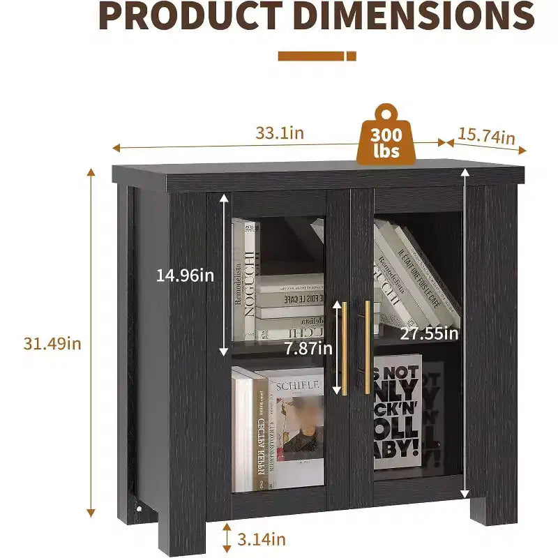 33''/59 Kitchen Buffet Cabinet with Tempered Glass Doors - Wood Sideboard Credenza for Dining Room Living Room Storage