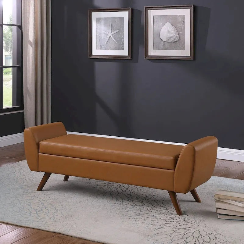 Modern Storage Bench with Wood Legs