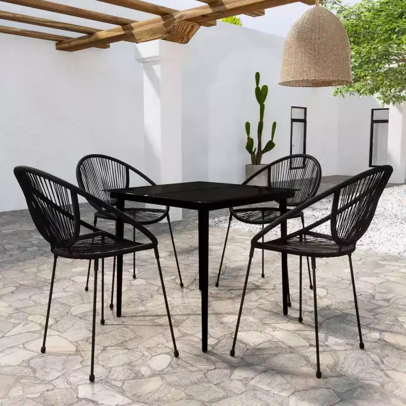 vidaXL 7 Piece Patio Dining Set Black