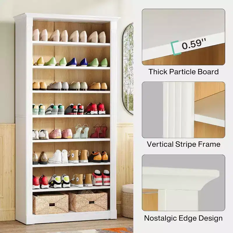 Lantine 8-Tier Wooden Freestanding Shoe Rack