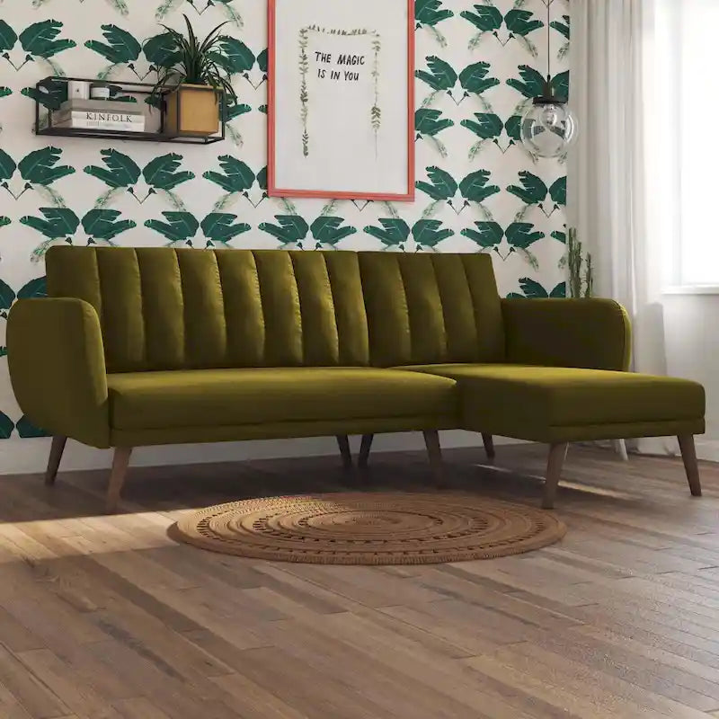 Sectional Futon Sofa Bed, Convertible Sleeper, Modern Living Room Couch