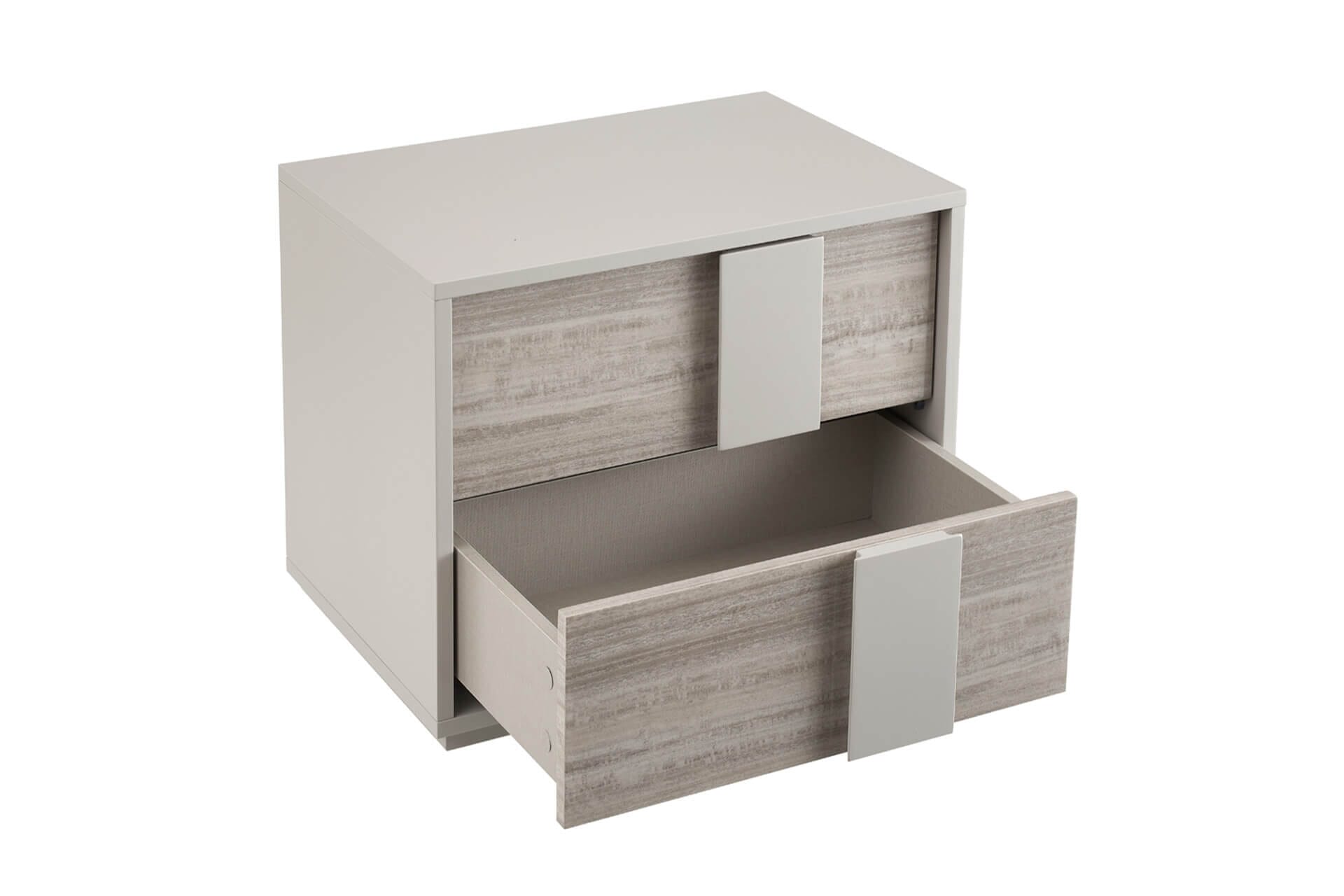 Greige 2 Drawer Bedside Table