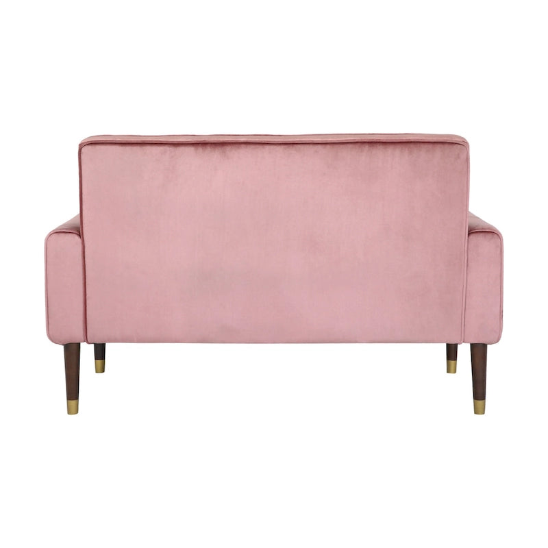Mid-Century Modern Tufted Velvet Loveseat with Gold Tapered Legs