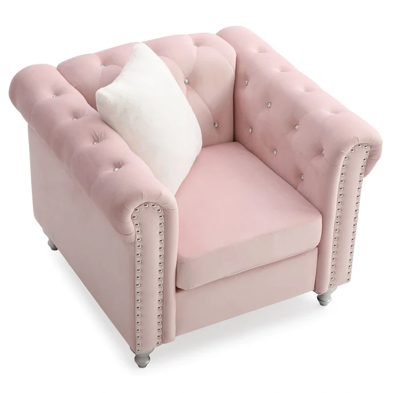 Velvet Crystal Accent Chair