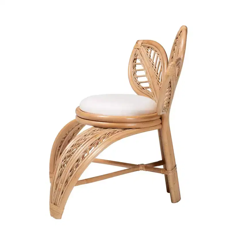 bali & pari Gresham Natural Rattan Leaf Accent Chair White/Natural Brown: Handcrafted, Foam Cushioned, No Assembly Required