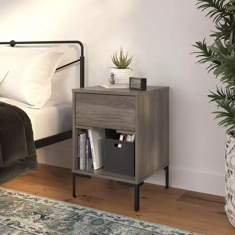 RealRooms Rolland Nightstand, Weathered Oak
