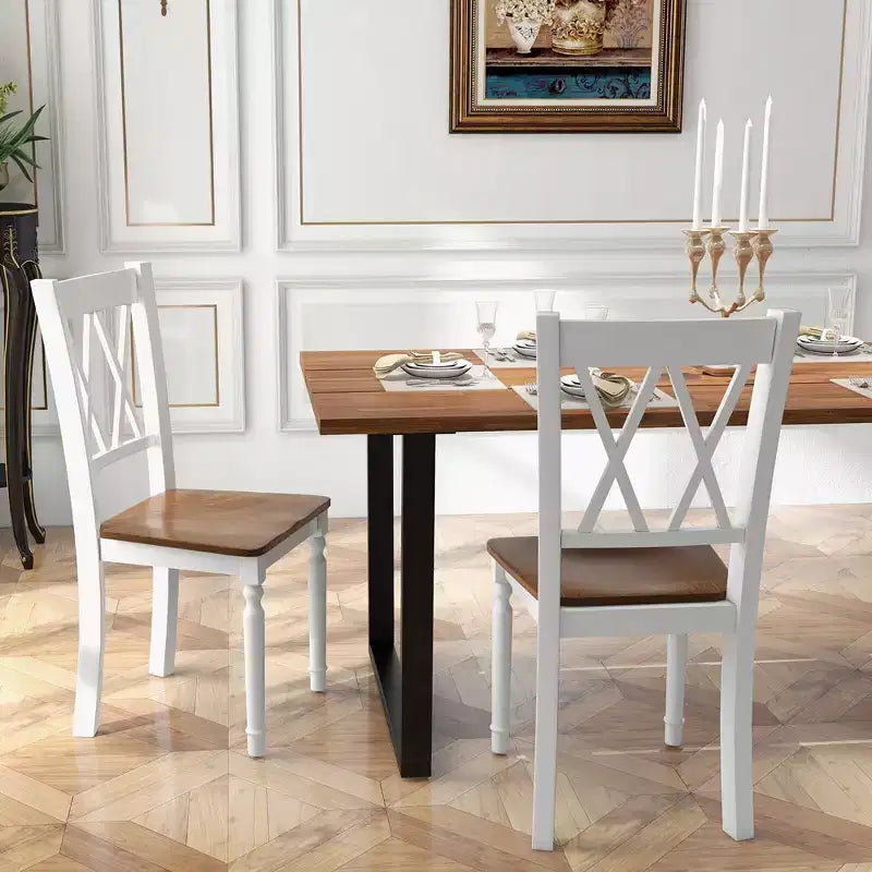Costway Dining Chairs Set of 2 Wood Farmhouse Dining Room Side Chairs for Home Kitchen