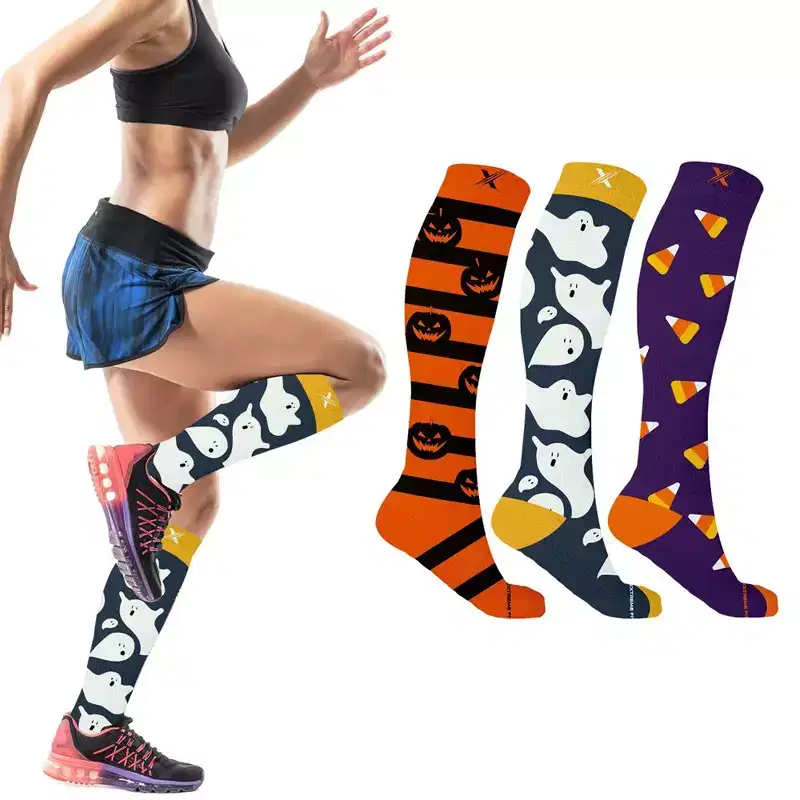 Extreme Fit Holiday Compression Socks - Knee High Performance Socks - 3 Pair