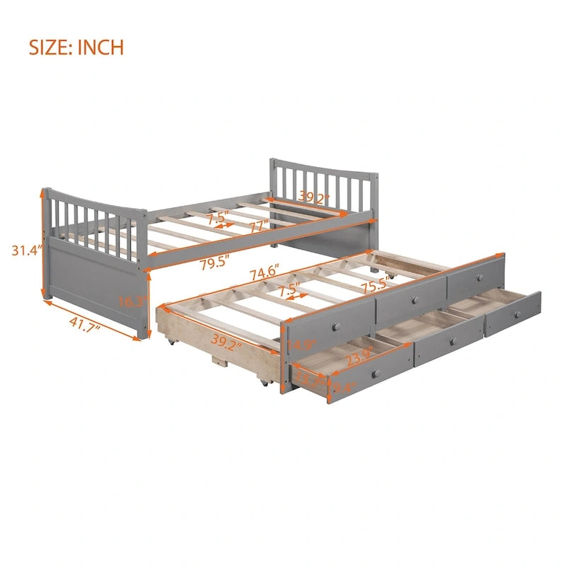 Daybed with Trundle and Drawers