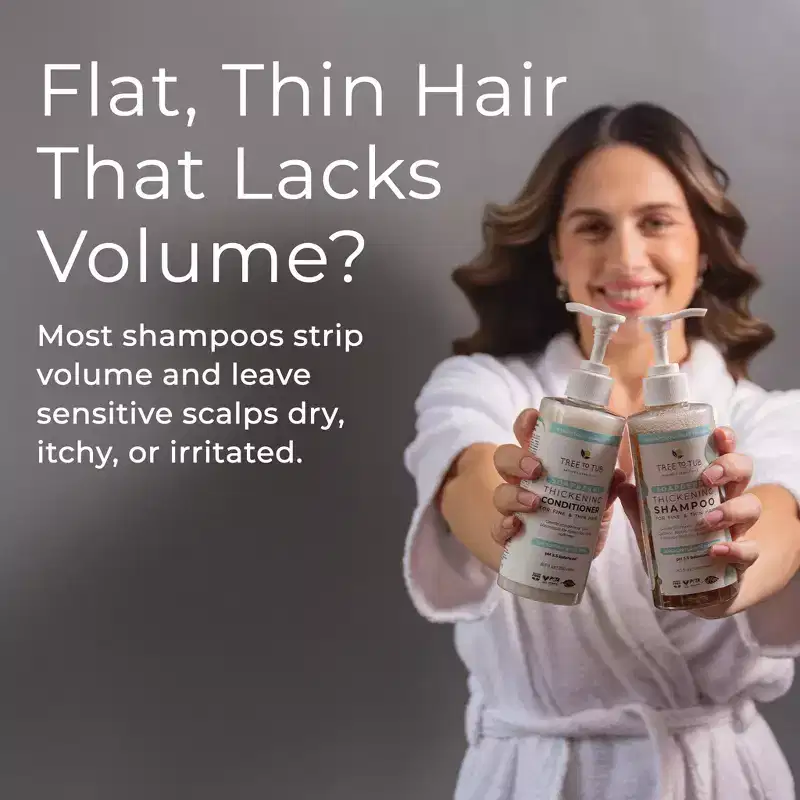 Tree To Tub Volumizing Biotin Shampoo and Conditioner Set - Activating Caffeine for Fuller Hair, Thickening Shampoo and Conditioner for Women & Men