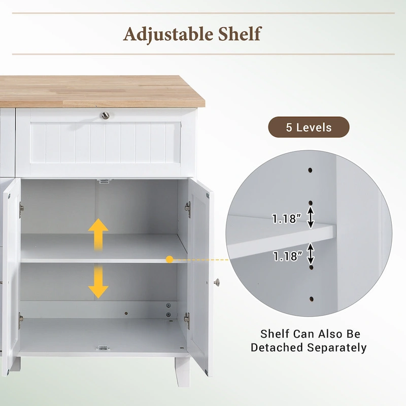 TOPMAX Kitchen Island Set with Drop Leaf and 2 Seatings, Dining Table Set with Adjustable Shelf, Drawers and Towel Rack