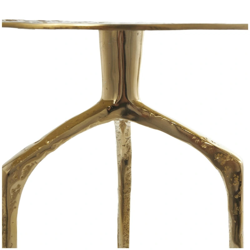 Aluminum Metal Geometric Slim Textured Side End Accent Table