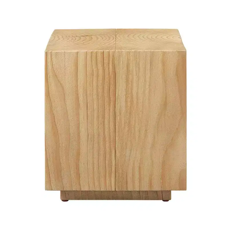 Art Leon Unique Fluted Solid Wood End Table Side Table
