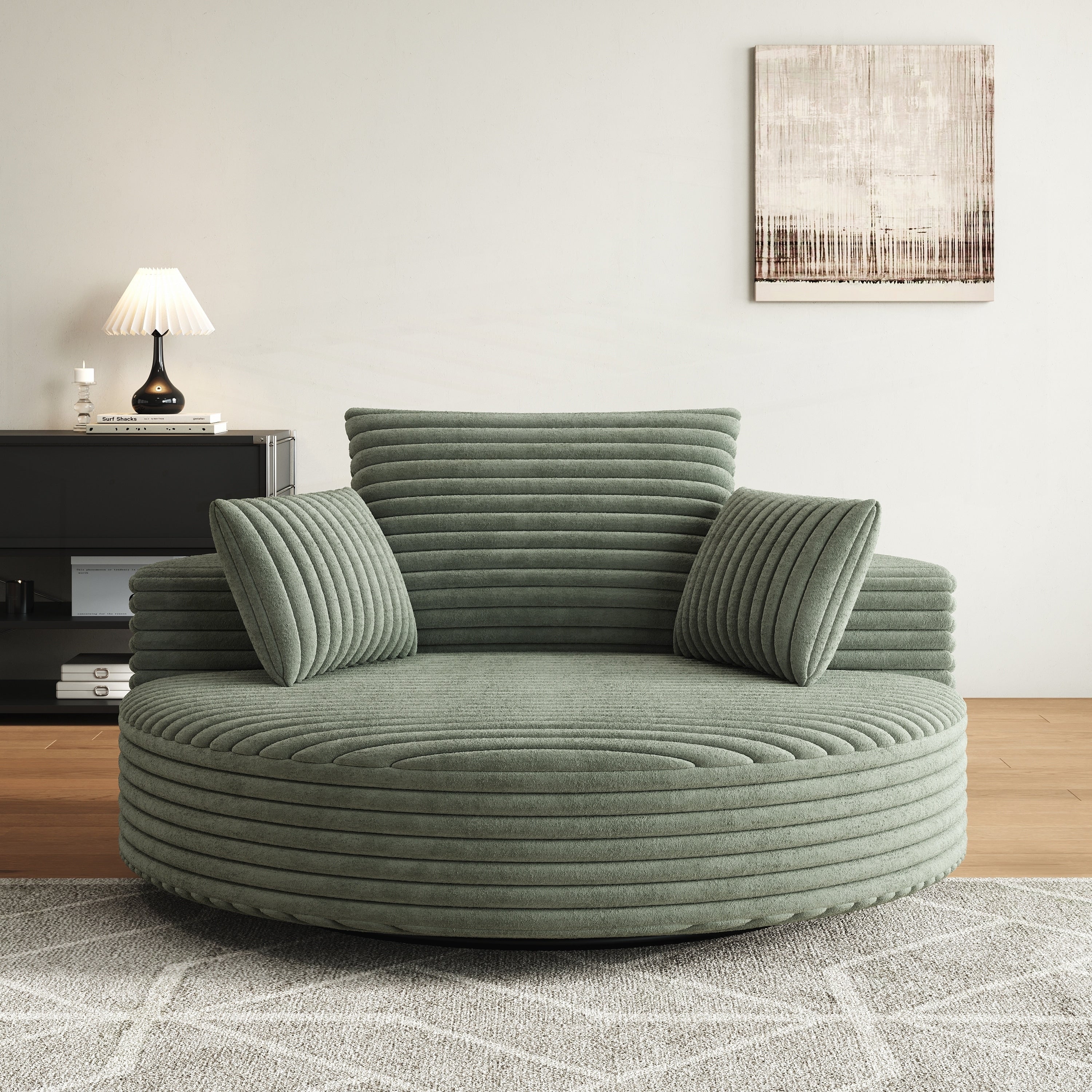 Corduroy Chenille Foam Single Swivel Chair