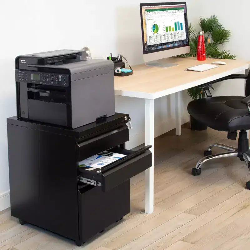 Mount-It! 3 Drawer Cabinet for Under Desk with Wheels | Rolling Storage with Lock for Files & Materials, Mobile Space Saving for Home & Office - Black